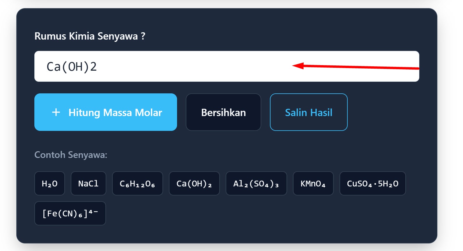 Kalkulator Massa Molar