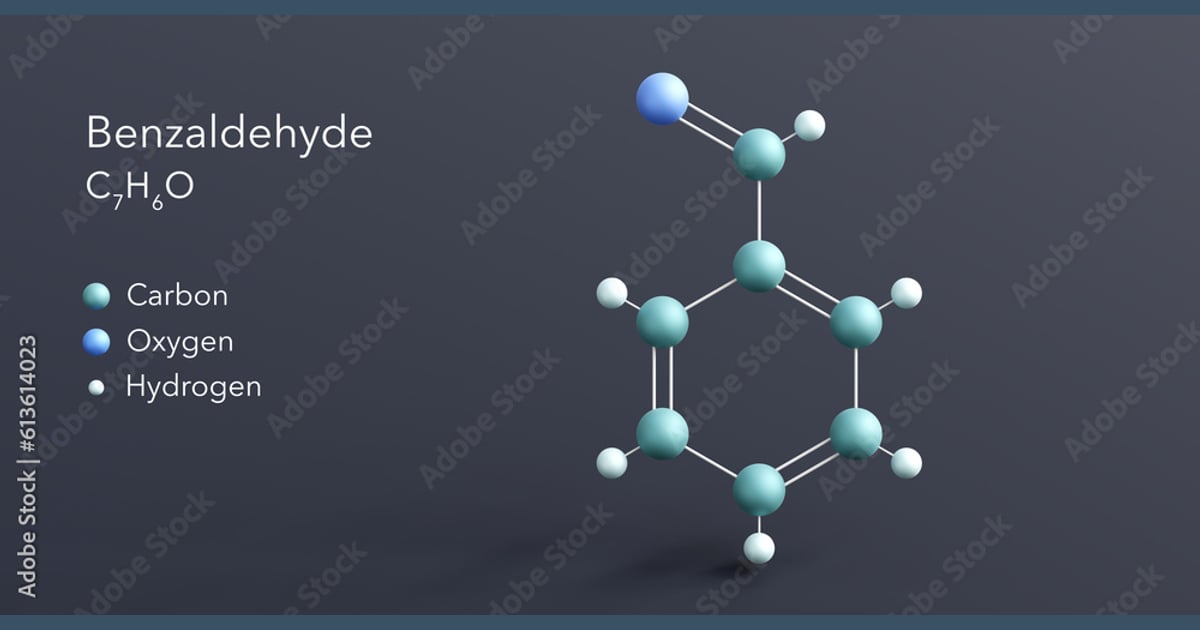 Benzaldehida - benzaldehyde molecule 3d
