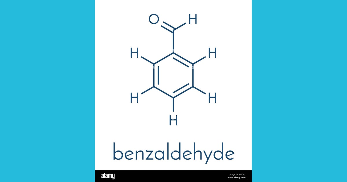 Benzaldehida - Benzaldehyde molecule Stock-Vektorgrafiken