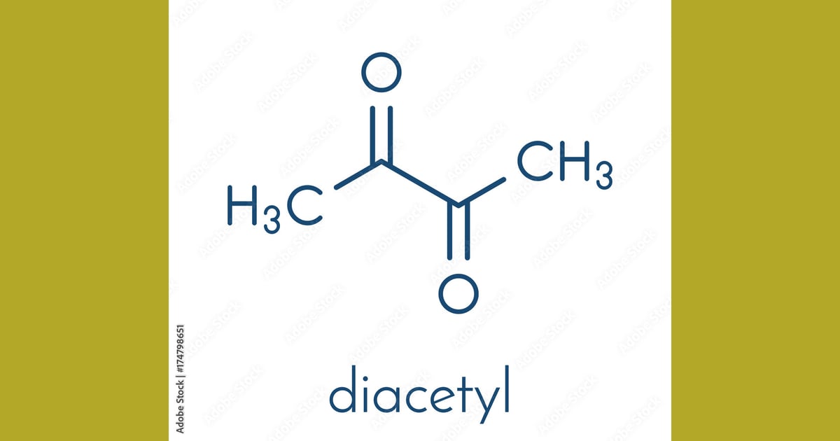 Diasetil - Diacetyl (butanedione) molecule.