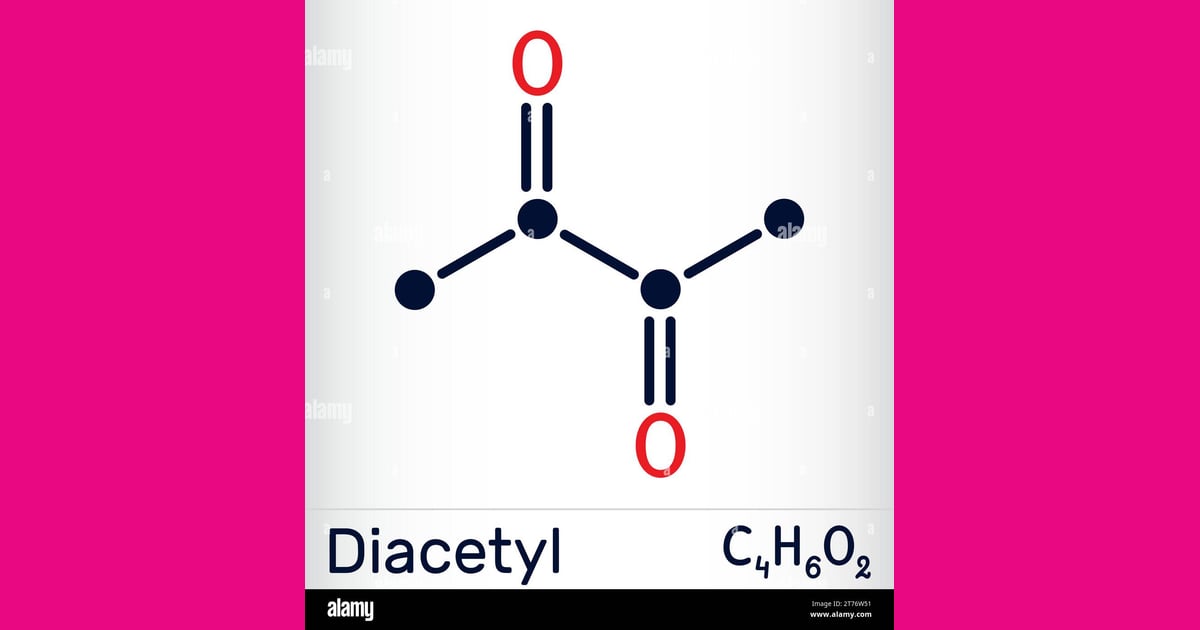 Diasetil - Diacetyl, butanedione molecule.