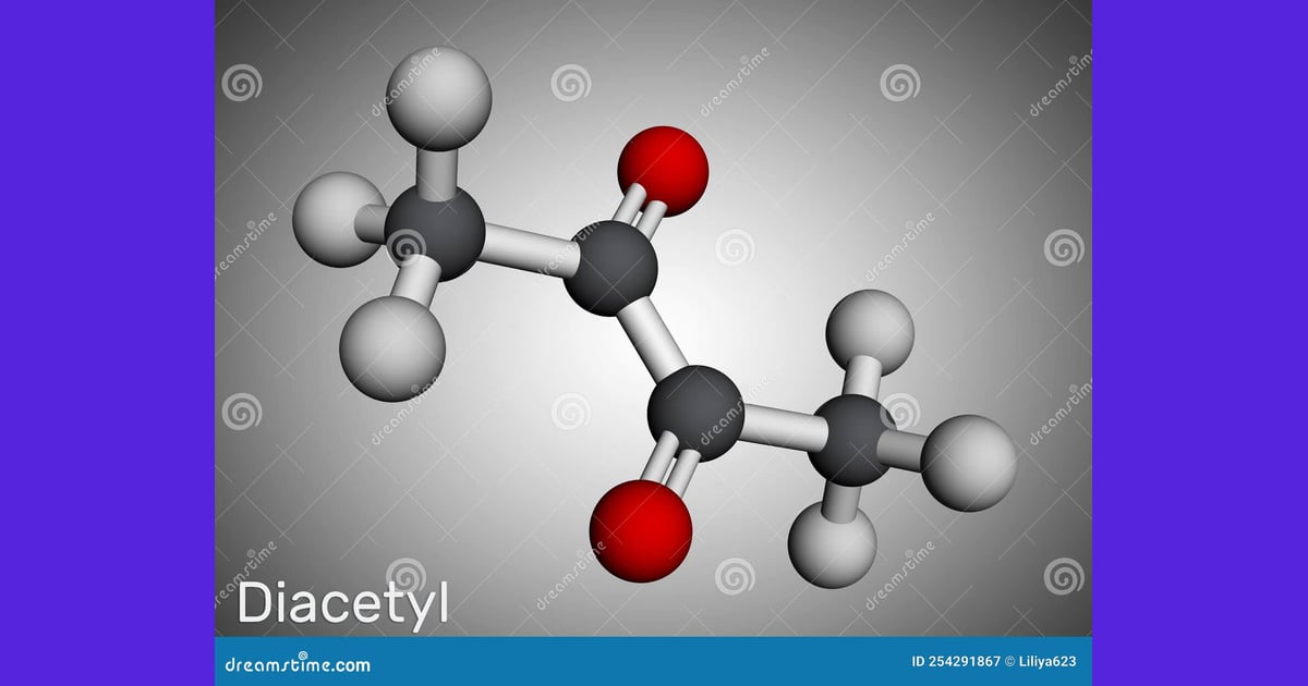 Diasetil - Diacetyl, Butanedione Molecule.
