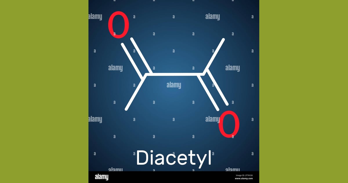 Diasetil - Diacetyl, butanedione molecule.