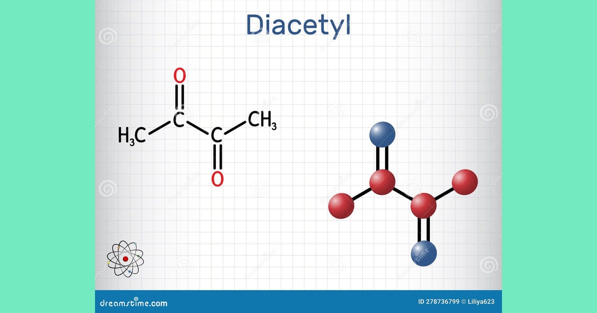 Diasetil - Diacetyl, Butanedione Molecule.