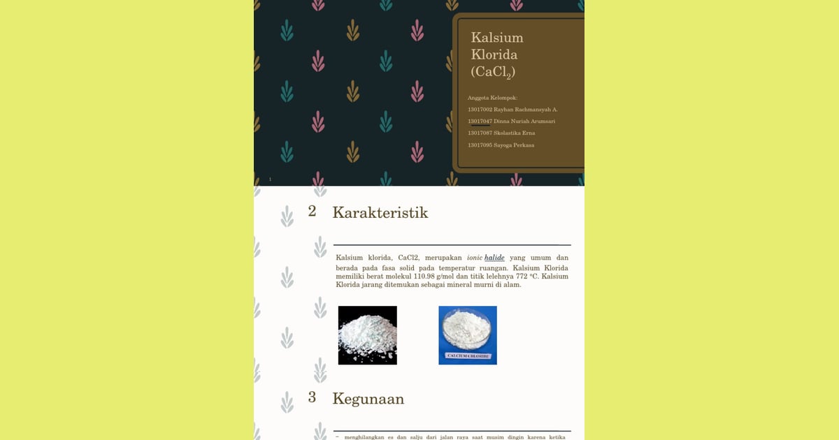 Kalsium Klorida - Kalsium Klorida (CaCl2)