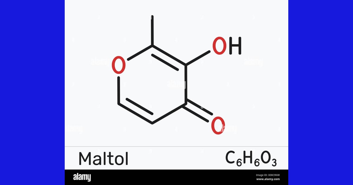 Maltol - Maltol E636 molecule.