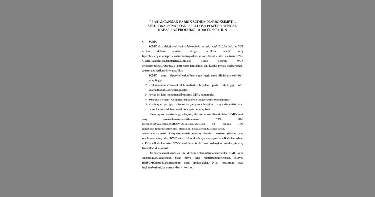 Natrium Karboksimetil Selulosa - Prarancangan Pabrik Natrium