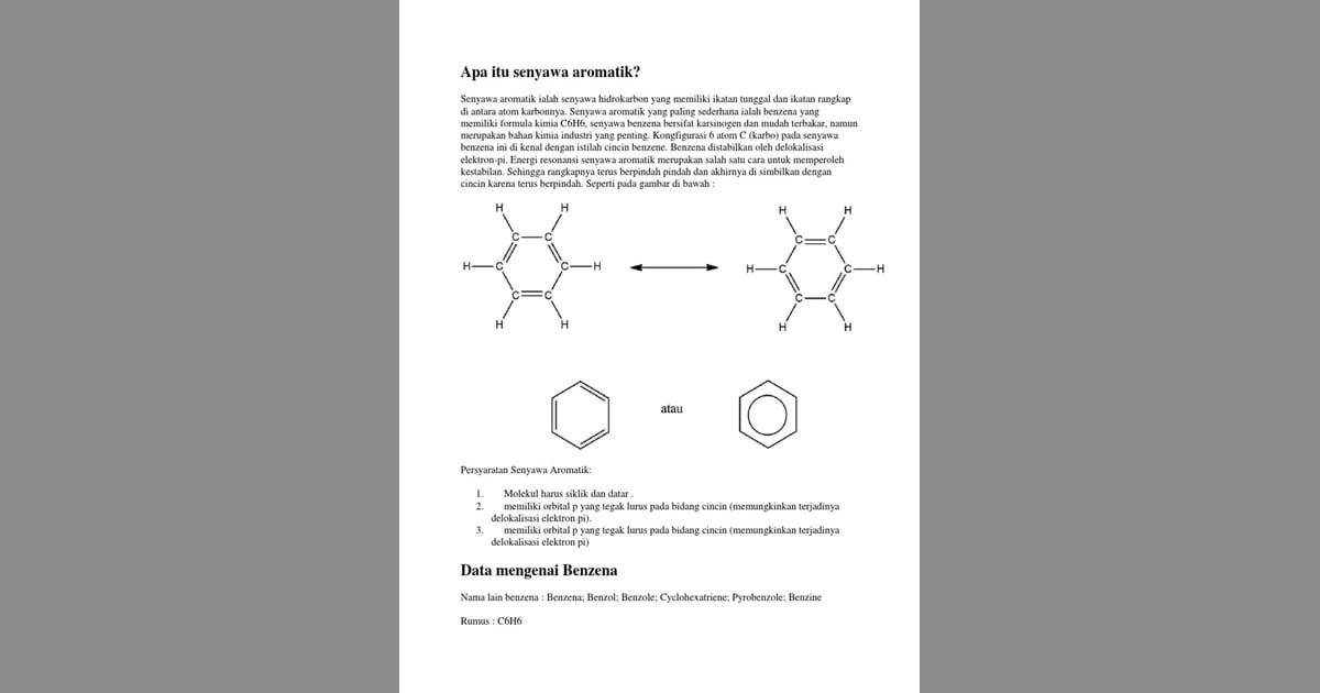 Senyawa Aromatik (Sejarah, Sifat, Manfaat Contoh) - Senyawa Aromatik: Sifat,