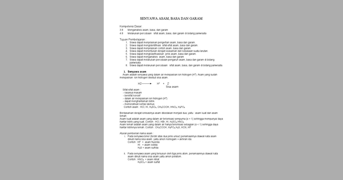 Senyawa Asam (Sejarah, Teori, Karakteristik Contoh) - Senyawa Asam |