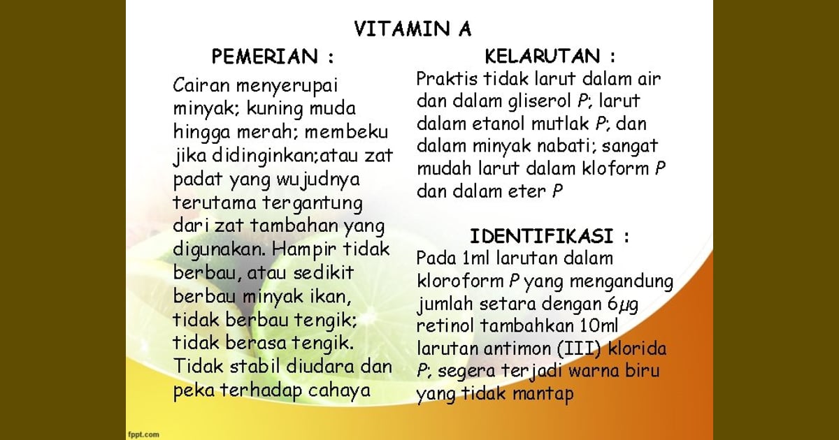 Senyawa Vitamin A (Sejarah, Karakteristik, Kegunaan Contoh) - VITAMIN VITAMIN VITAMIN