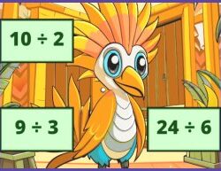 Descubre la imagen oculta del pájaro en el juego de descubrir imagen de pájaro de división