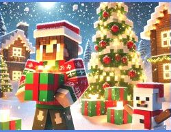 Minecraft Christmas Jigsaw Puzzle: Gioco di Arte in Pixel Festivo
