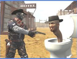 Jogo de Tiro do Velho Oeste: Cowboy vs Sanitários Skibidi