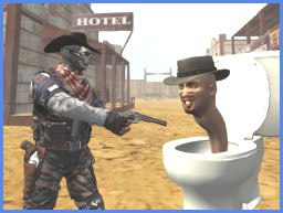 Jogo de Tiro do Velho Oeste: Cowboy vs Sanitários Skibidi